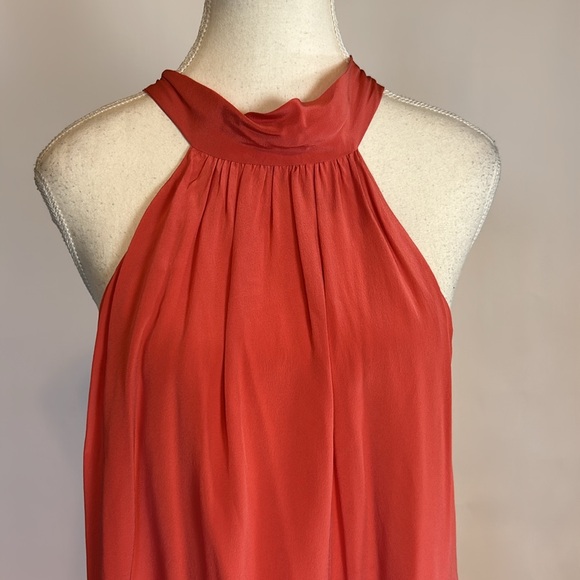Lavender Brown | Coral Halter 100% Silk Dress w/pockets | Small | Made in USA - Picture 4 of 16